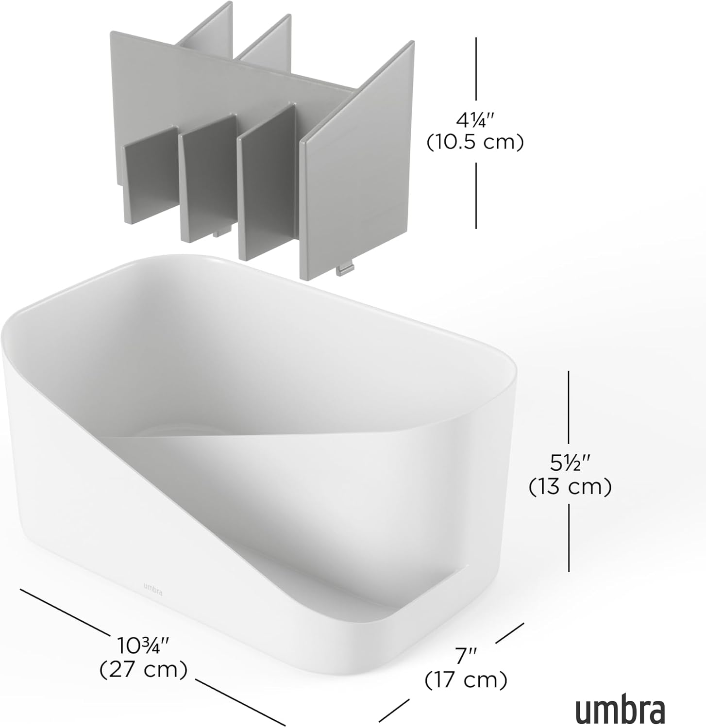 Umbra Glam Cosmetic Organizer, Versatile Storage Container With Removable Insert for Bathroom, Office and More, White