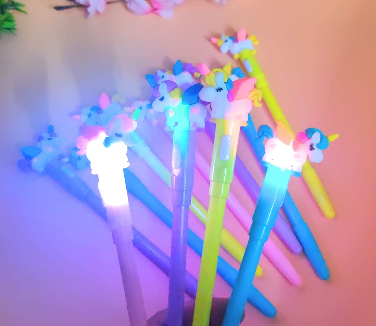 TERA 13 Return Gifts for Kids Pen for Girls (12 Pcs) Unicorn Pen for Girls, Gel Pen, Led Pen for Girls, Gift Pen Set, Unicorn Theme Pen for Kids, Birthday Gifts for Girls