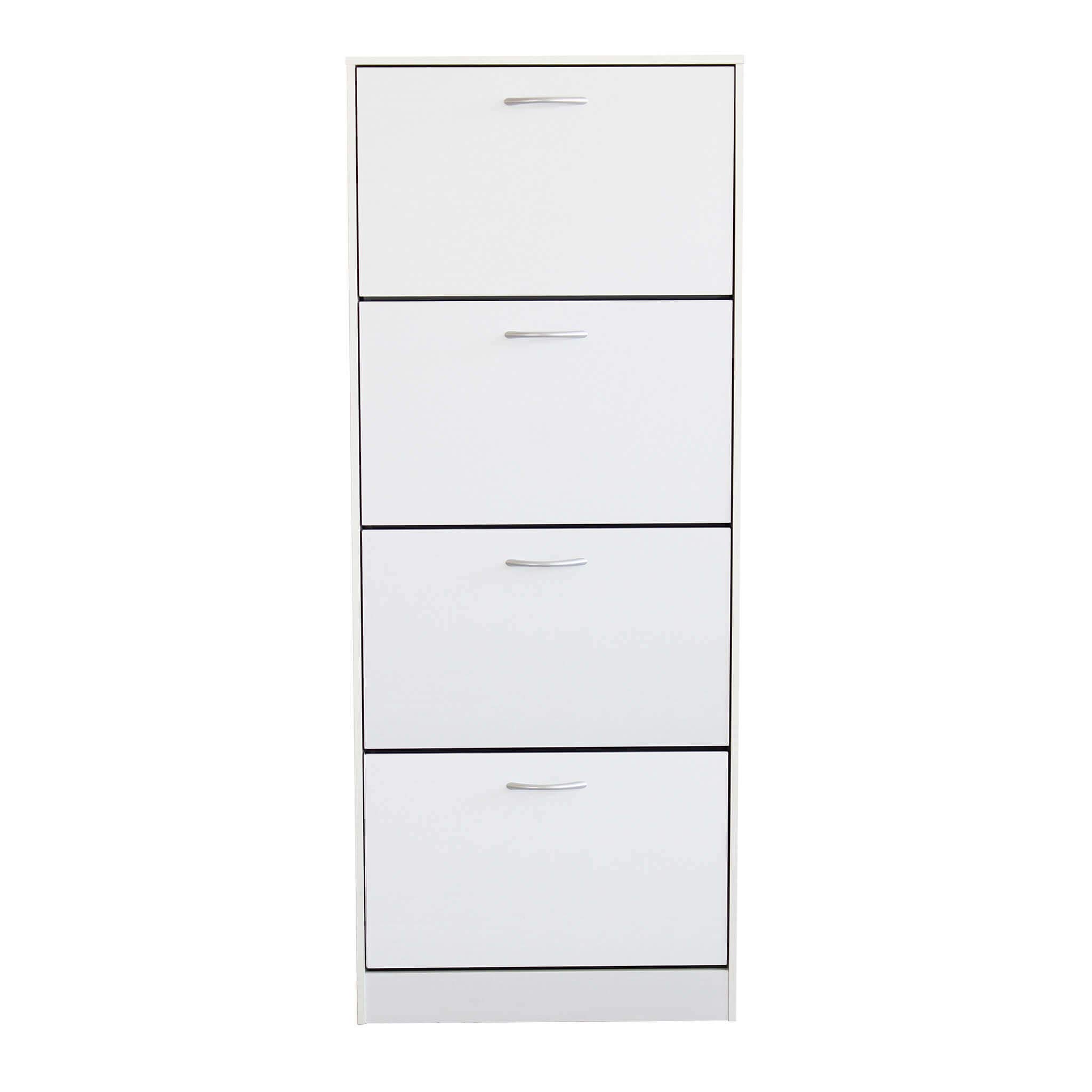 Scarpiera 4 Ante a Ribalta Modello LOLA, Bianco Opaco, 60x24x150 cm, Salvaspazio per Ingresso