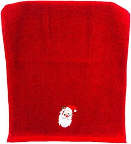 Journey Studio - Toallas de mano de Navidad bordadas de tela de renos de Papá Noel, toallas de algodón absorbente para limpieza en seco, color rojo