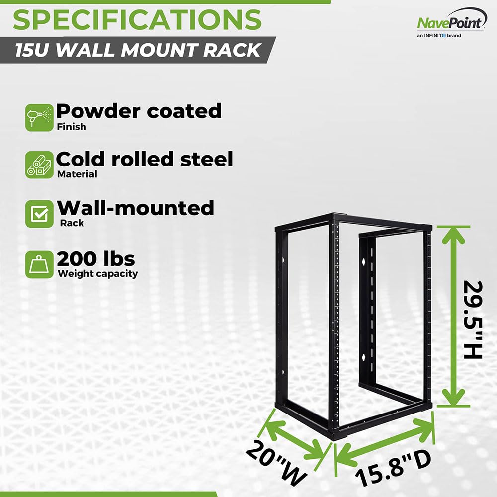 Amazon.com: NavePoint 15U Wall Mount Open Frame 19 Inch