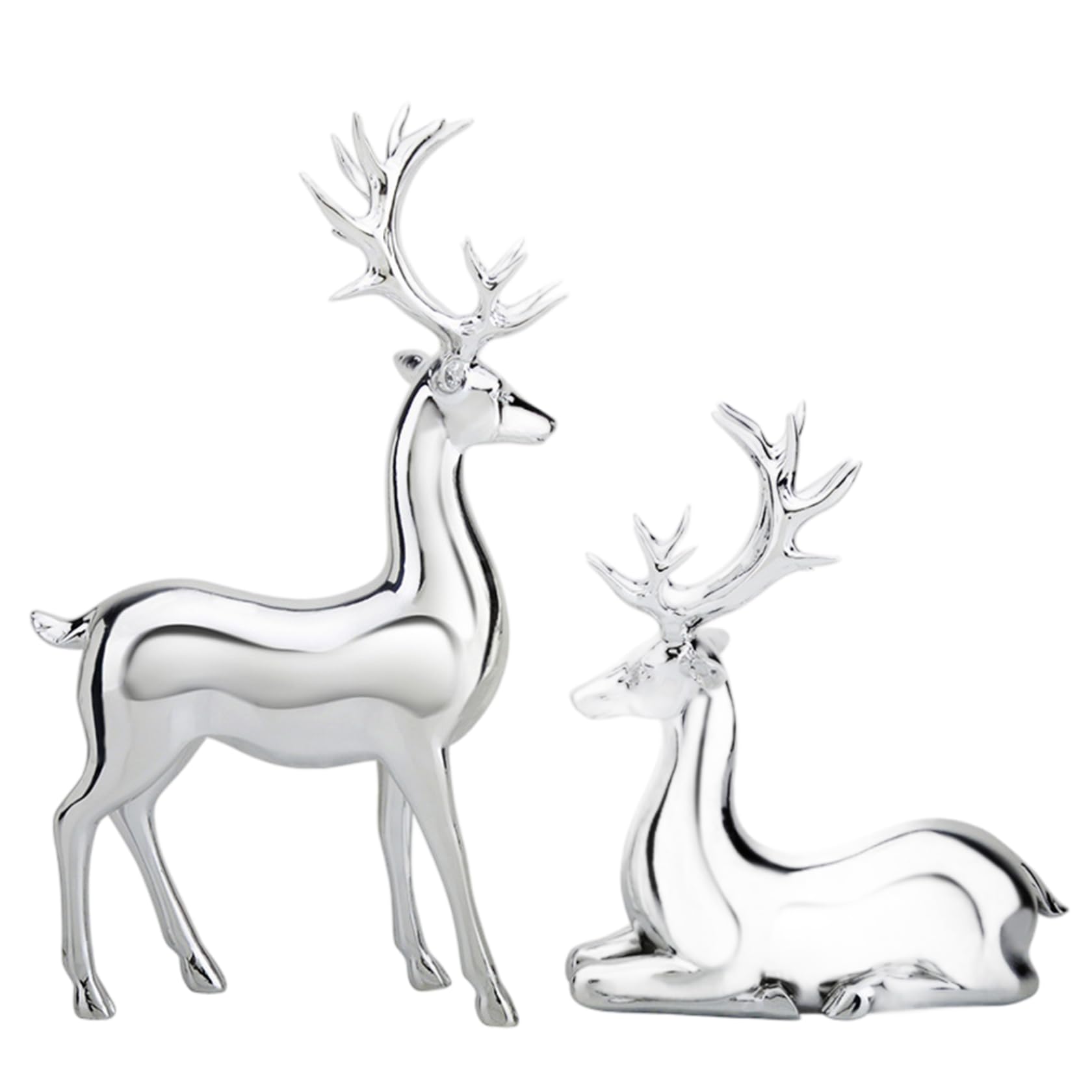 Renne de Noël en lot de 2 cerfs argentés pour illuminer vos moments en famille