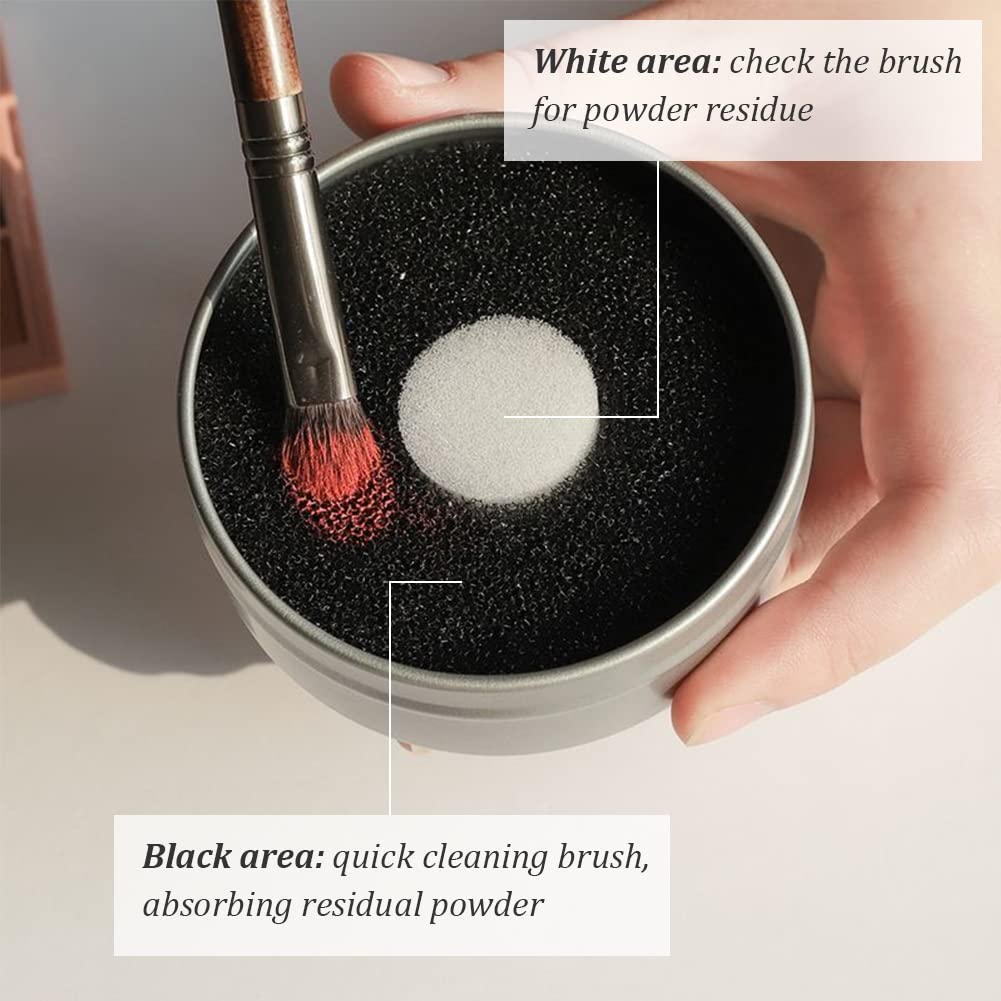 Scatola per la Pulizia di Pennelli per Spugne,Detergente per Pennelli per Trucco,Spugna Cosmetica di Pulizia Della Spazzola + Scatola Asciutta di Pulizia Della Spazzola di Separazione Umida,2 Pezzi