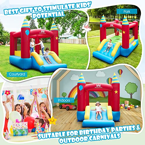 BOUNTECH Inflatable Bounce House, Bouncy House for Kids 3-10 Indoor Outdoor Family Fun with Large Jumping Area, Slide, Portable Backyard Mini Bounce House for Toddler Boys Girls Birthday Party Gifts