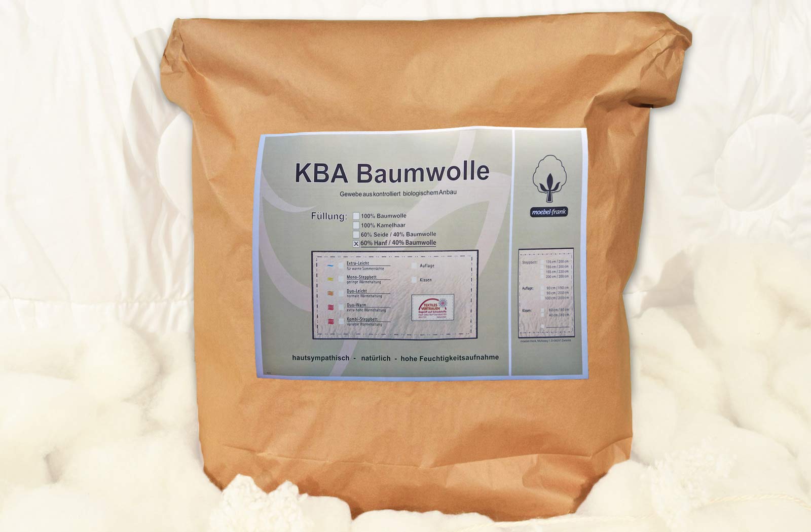 franknatur Bettdecke 135x200 Sommerdecke mit Hanf und Bio Baumwolle | leichte Sommerbettdecke, mit Bio Baumwollbezug, atmungsaktiv, waschbar, Oeko Tex