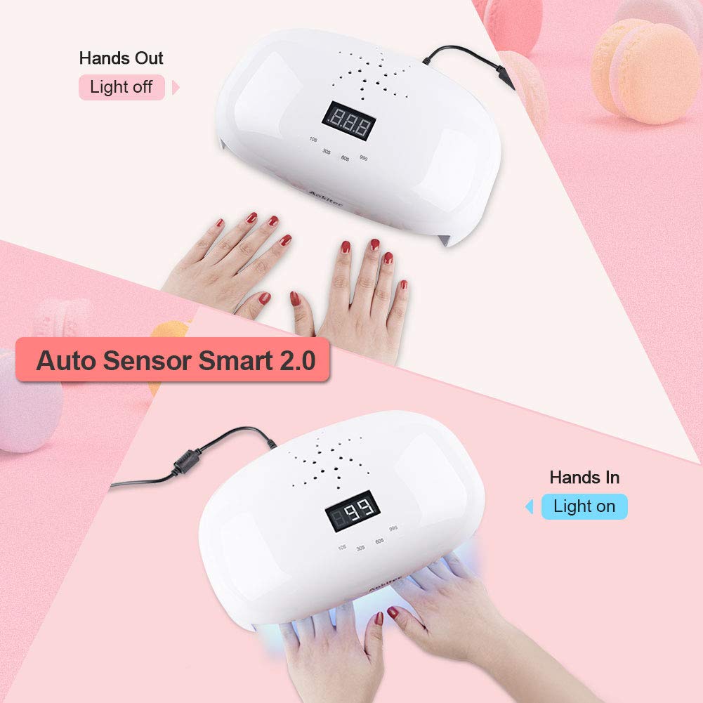 Aokitec 78W UV LED Nail Lamp, Professional Nail Dryer for Gel Polish Fits Fingernail & Toenail, Nail Light with 4 Timer Setting, Auto Sensor Gel Lamp for Home and Salon Use : Beauty & Personal Care