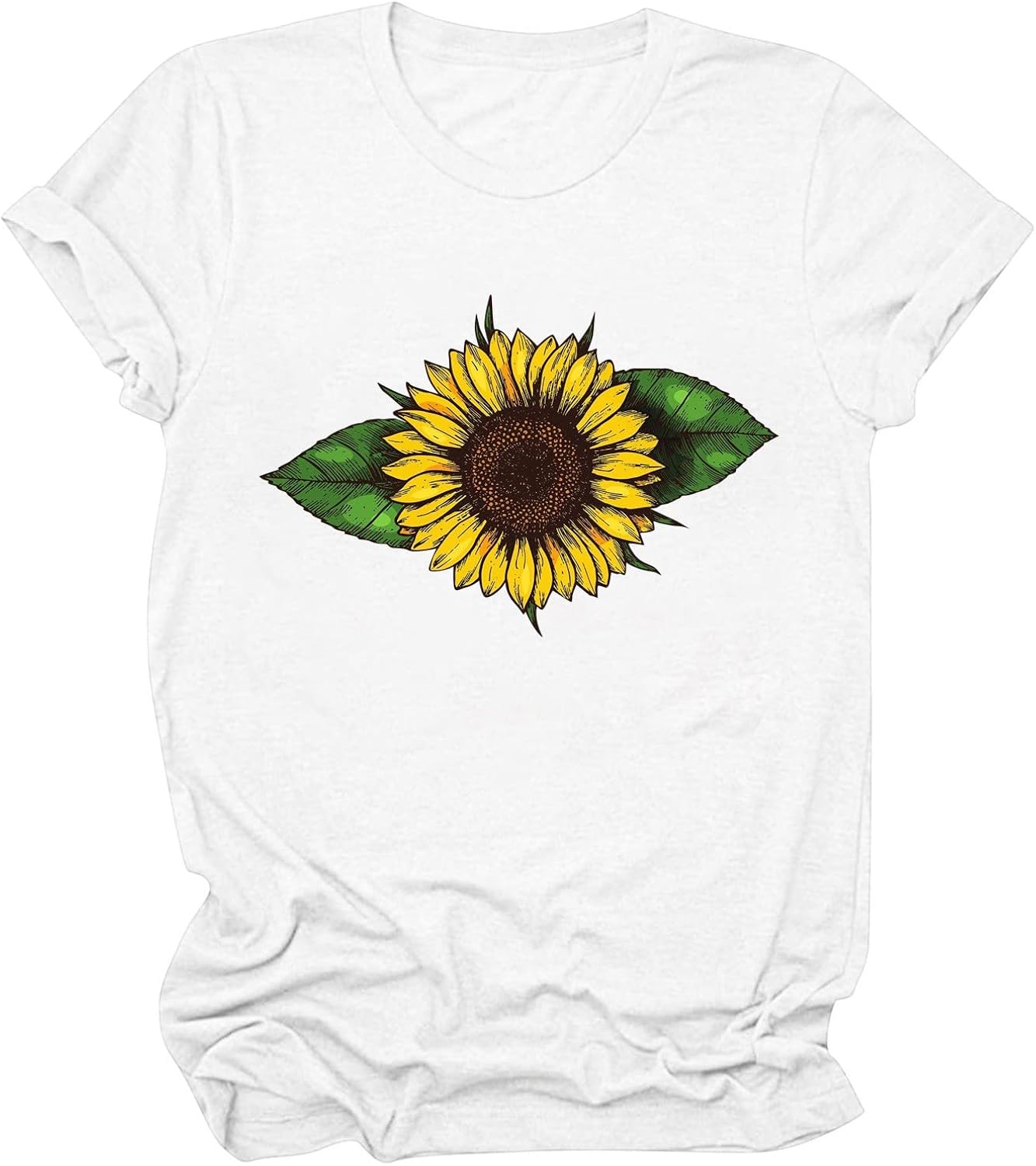 Vista 4 de fvbhty Womens Summer T Shirts Short Sleeve Daisy Relaxed Tops Shirt