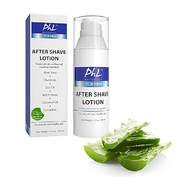 PHL Naturals Unscented Aftershave for Men Fragrance-Free, Alcohol-Free After Shave Lotion for Sensitive Skin Soothes, Prevents Razor Burn, Moisturizes 1.75 oz