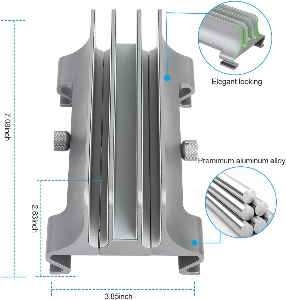 Exclusive Discount 🔥 Vertical Laptop Stand [Updated Version],3-Slot Space-Saving Aluminum Desktop Stand Holder with Adjustable Dock Size Compatible for All MacBook/HP/Dell/Surface/Samsung/Chrome Book(Silver)