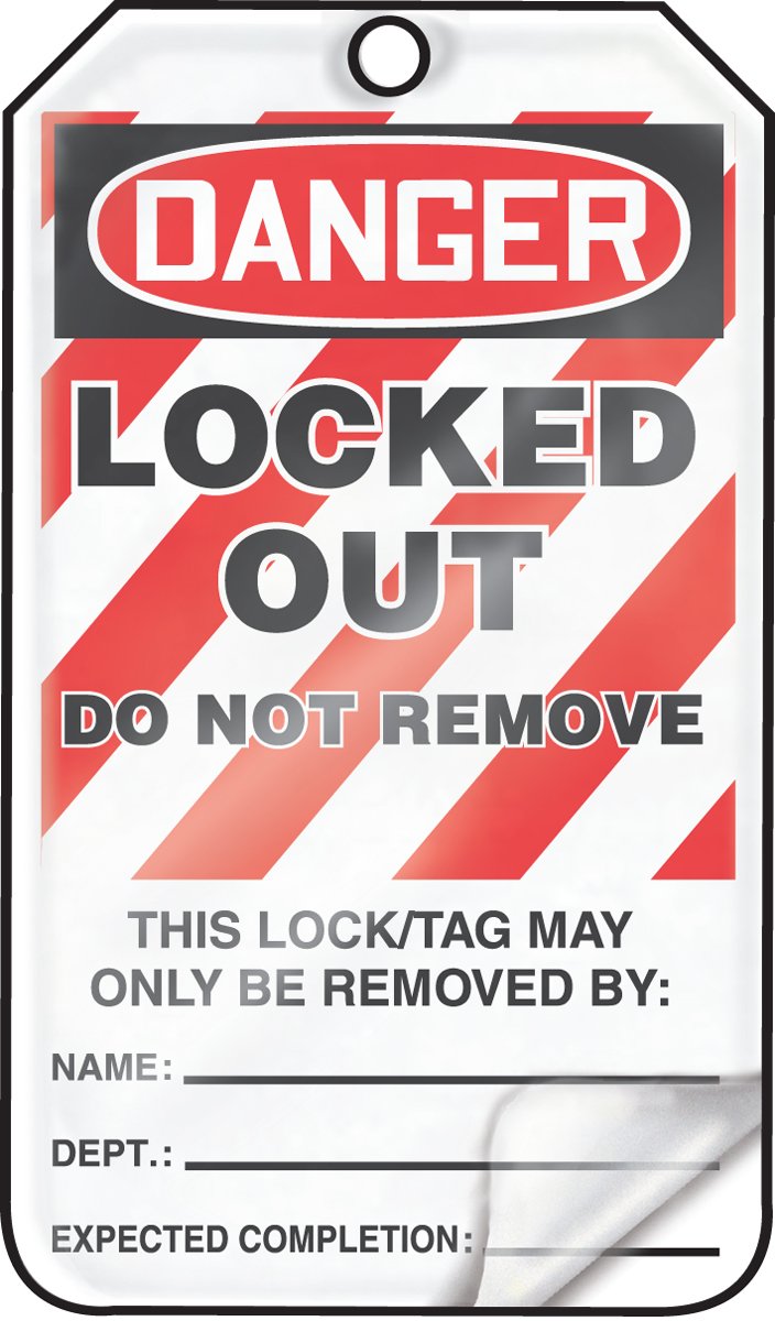 Accuform Lockout Tags, Pack of 25, Danger Locked Out Do Not Remove, US Made OSHA Compliant Tags, Weather-Proof & Chemical Resistant Laminated PF-Cardstock, 5.75"x 3.25", MLT418LTP
