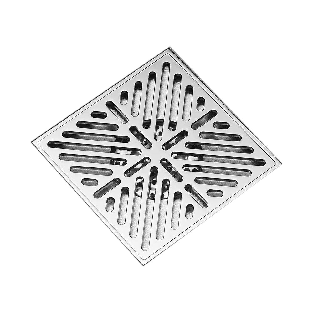Drenaje de Ducha, Canaleta de Desagüe Ducha de Latón Cromado 6 Pulgadas Desodorante Drenaje de Suelo, Gran Desplazamiento Coladores de Desagüe para Baño, Patio,Chrome a