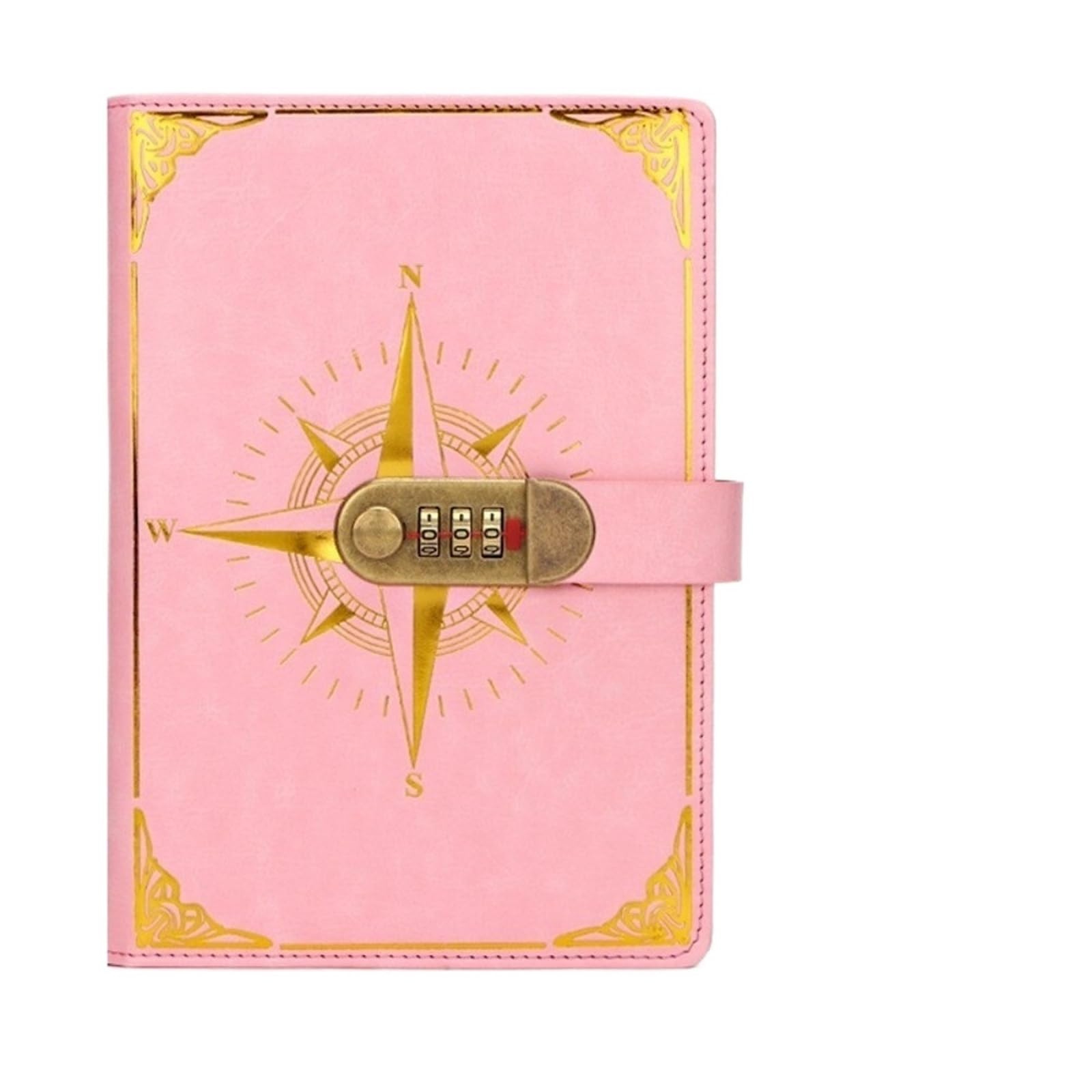 Tagebuch Mit Schloss Retro Notebook Passwort Pad Mit Schloss A5 Tagebuch Verdickt Kreative Handbuch Student Note Briefpapier Notebook Hand Ledger Notizblock(Pink)