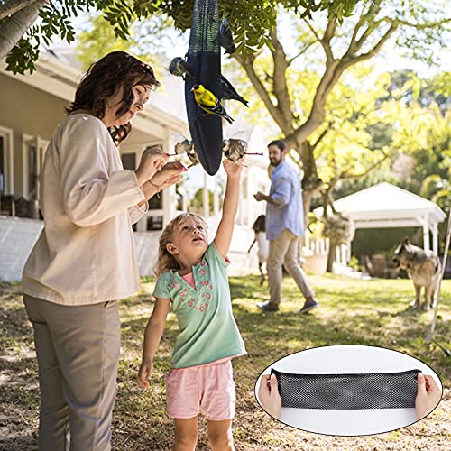 AHANDMAKER 2 Stks Polyester Finch Sok Feeder, Zwart Herbruikbare Vogelvoeders voor Buiten Opknoping Vogelvoer Feeder met 2 Hangende Kettingen voor Distel Zaad Zakken Wild Bird Seed - Image 4