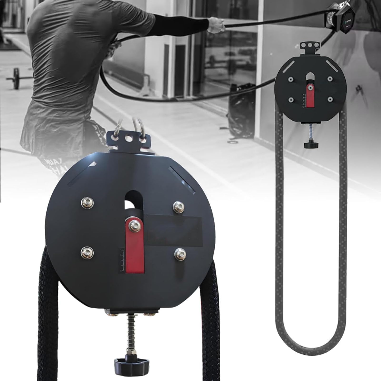 Eiwitany Full-Body Pulley Cable Machine - Rope Trainer for Grip Strength, Arms, Back, Aerobic & Resistance Workouts (Red)