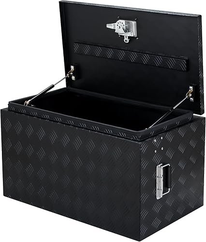 Miniatura 5 de Caja de herramientas de aluminio negro resistente de 30 x 17 x 18 pulgadas, organizador de almacenamiento impermeable con cerradura de seguridad en