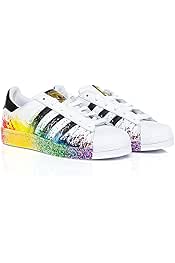 adidas superstar rainbow paint splatter
