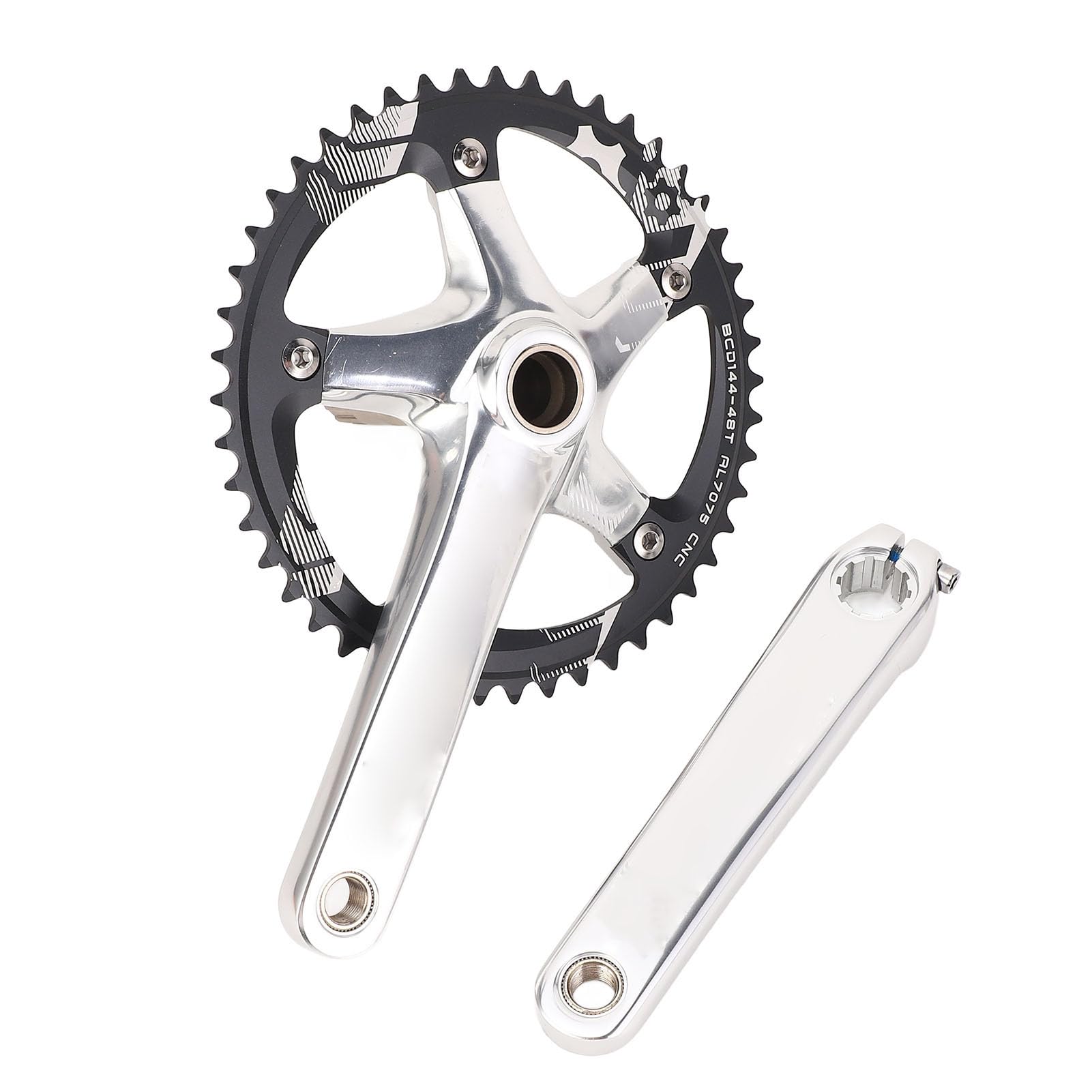 Yctze Juego de Bielas Integrado Hueco y Ligero, Plato de 48 Dientes para Sistemas de 8 a 12 Velocidades para Bicicletas de Carretera y de Montaña