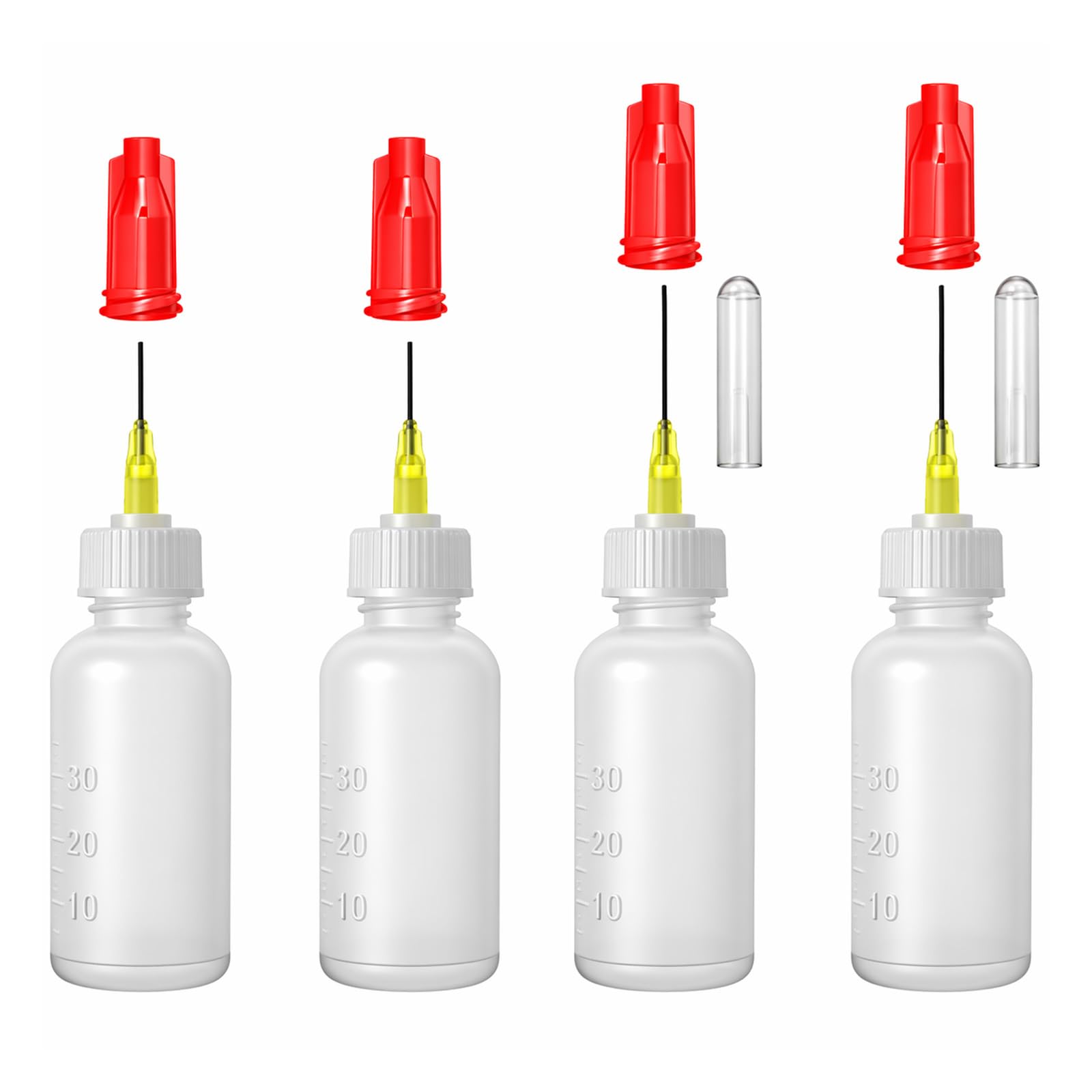 4pcs Needle Bottle Applicator, 30ml Precision Tip Glue Dropper Dispenser Squeeze Needle Tip Bottle for Gluing Quilling Glue DIY Craft Acrylic Painting
