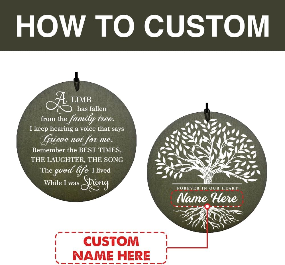 Personalized Wind Chimes, Life Tree Sympathy Wind Chimes, Memorial Gifts, in Loving Memory of, Windchime for Loss of Loved Dad/Mom, 36inch Deep Tone Wind Chime Outside (Produced in USA)