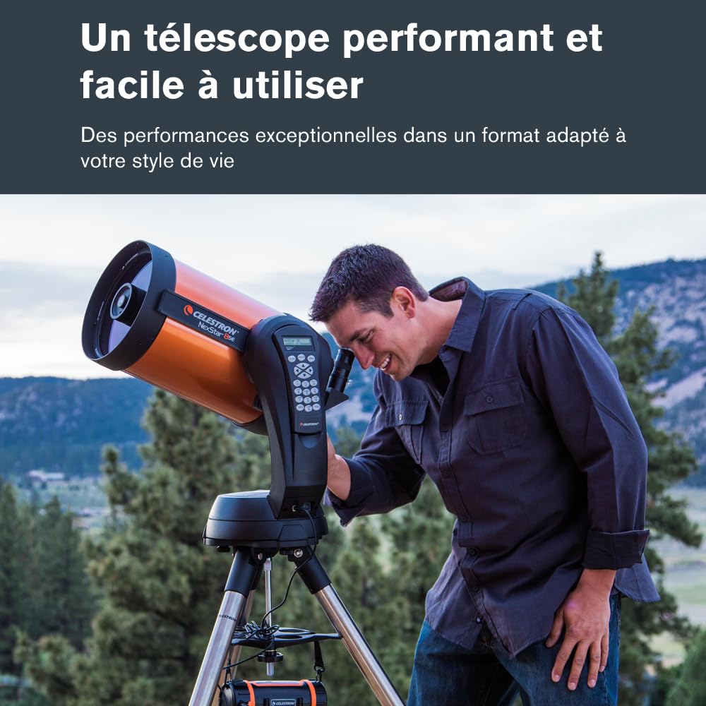 Celestron 11069 NexStar 8SE Télescope informatisé Schmidt-Cassegrain avec Monture entièrement automatisée, Technologie SkyAlign et Traitement XLT, Noir/Orange