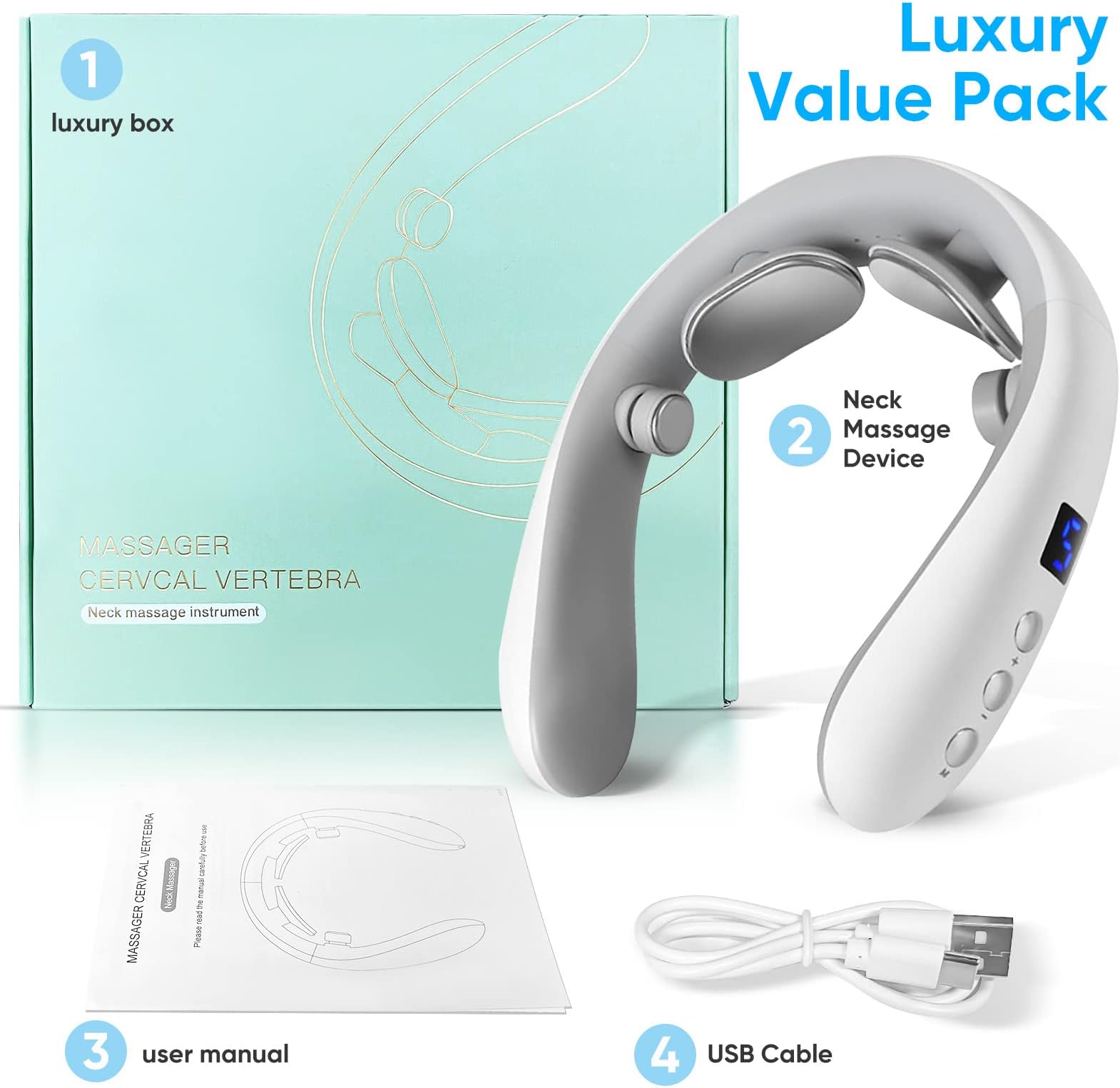 Neck Massager with Heat, Portable Electric Neck Massager for Pain Relief Deep Tissue, 10 Modes&16 Levels, 130g Ultra-Light Wear, Relax Gift for Her/Him/Friend/Dad/Mom