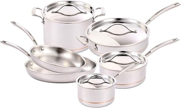 Kirkland Signature COS1119338 Cooking & DiningCookware Pot & Pan Sets, Stainless Steel