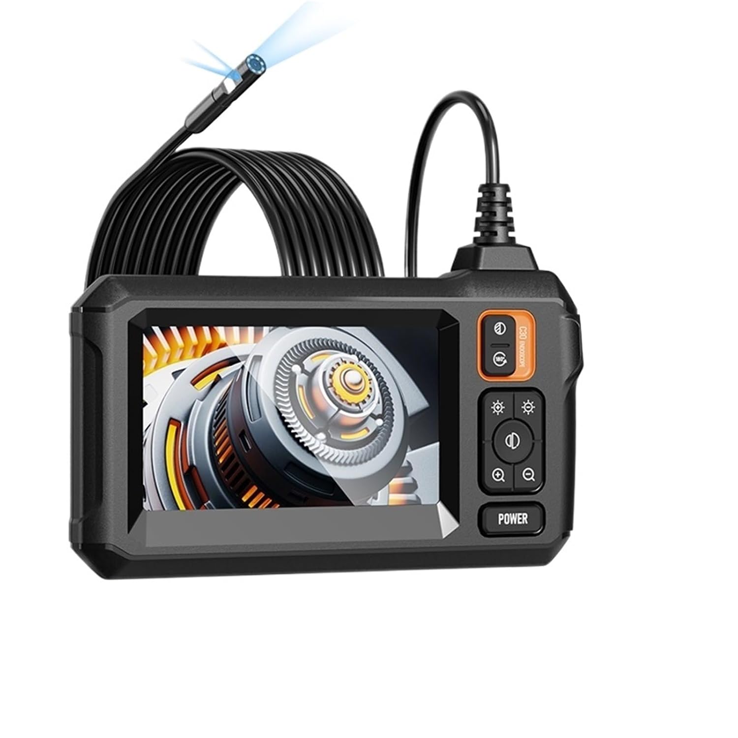4.3inch IPS Screen Industrial Endoscope Camera 8mm HD1080P IP67 Waterproof 8 LED Light Inspection Borescope for Pipe Car Repair(10m)