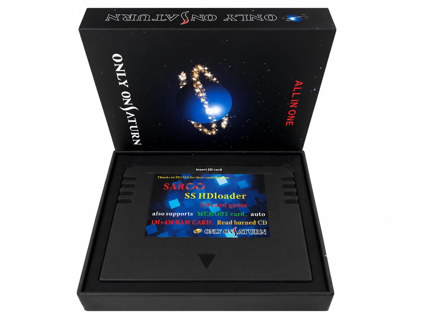 Only On Saturn Saroo HD Loader 520 Jeux en 1 Chariot Flash 256 Go - Noir Transparent