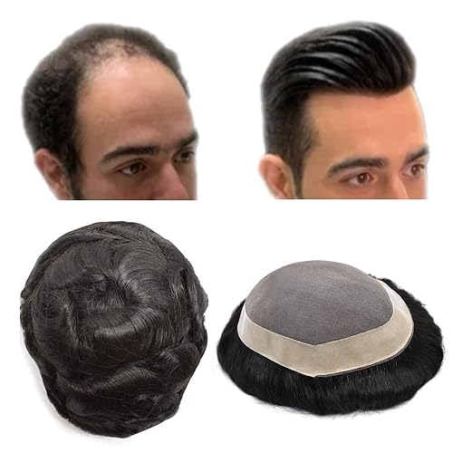 Miniatura 173 de Toupeee for Men Fine Mono Lace Men Toupee Hair Pieces 100% European Human Hair Replacement System for Men Monofilament Men Hair Prosthesis Protesis