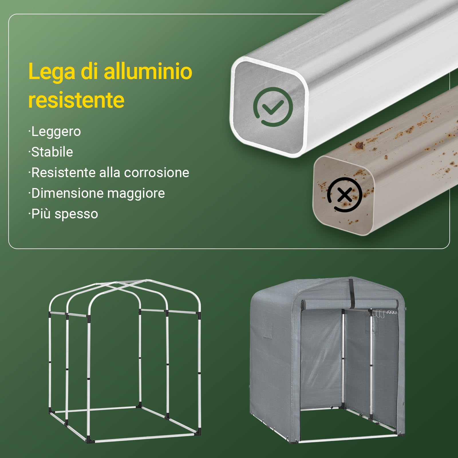 Sobuy Garage Auto per Esterno Tenda per Bicicletta Box Moto Impermeabile Tendone per Auto Moto e Attrezzi Capanno da Giardino e Ripostiglio da Esterno Grigio 120x176x163 cm KLS11-DG