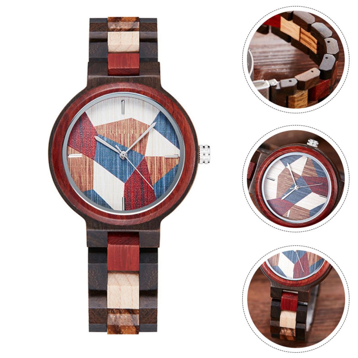 Toyvian Reloj de Cuarzo de Madera, Reloj de Pulsera Informal, Diseño de Madera Único, Vidrio, Precisión Horaria y Ahorro de Energía, para Parejas y Familiares, Obsequio de Fiesta