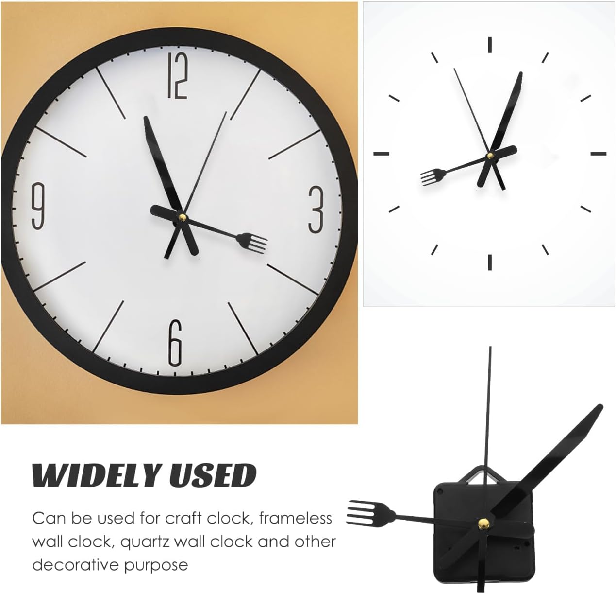 Hemobllo Quartz Clock Movement, DIY Quartz Motor with Creative Knife and Fork Hands, Battery Operated Repair Parts for Kitchen Home Art and Watch Parts(5.11in)