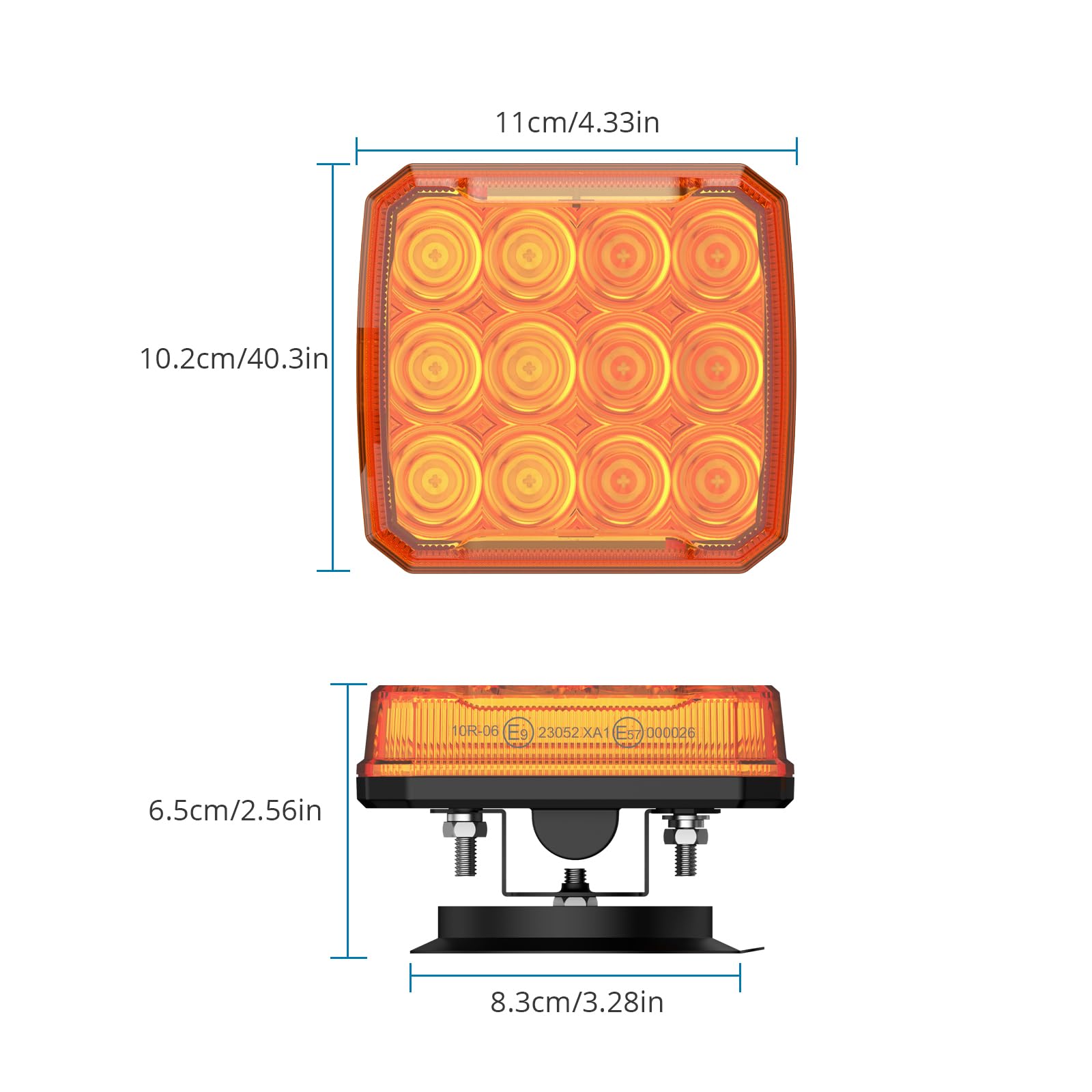 AUTOUTLET 2 Stück Warnleuchten Wiederaufladbar, Kabellose LED Magnetische Warnlicht mit 2000mAh Akku & 18 Blinkmodi, IP65 Wasserdicht Blinklichter E9 & E57 Mark, Warnung Beacon Notfall Lichter