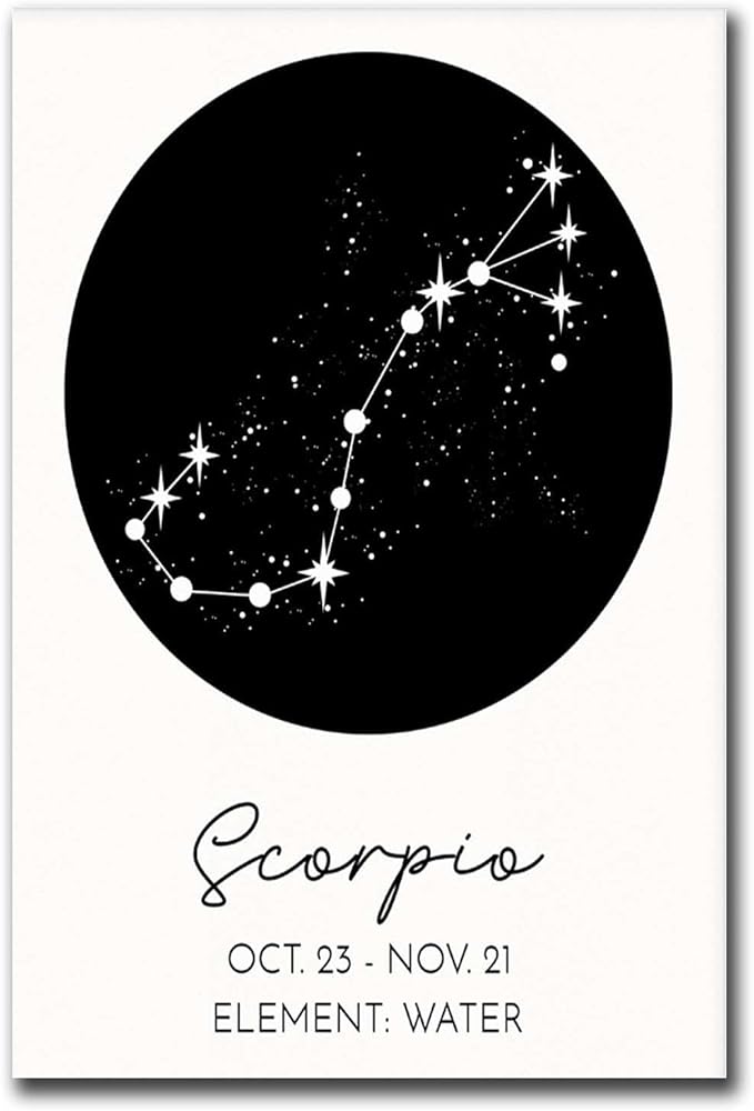 GEORHJ Canvas Painting Poster and Print Pictures Scorpio Art Print Astrological Zodiac Sign Wall Poster Modern Astrology Artwork for Living Room Bedroom Modern Home and Bedroom Decoration 12x18inch