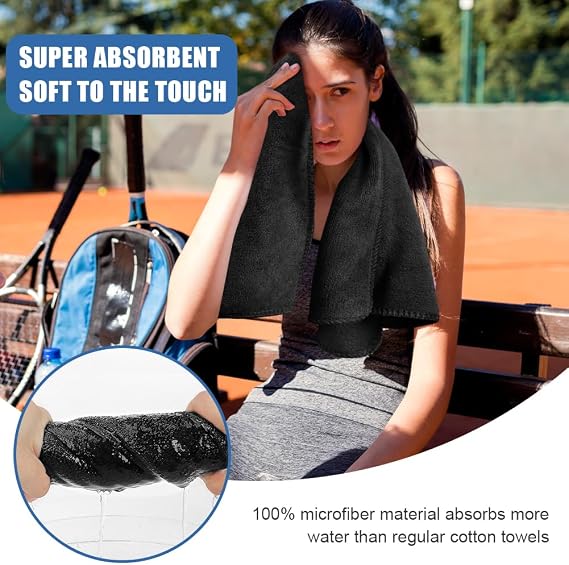 3 Pack Microfibre Sports Towel, Soft Fast Drying Absorbent Workout Sweat Towels for Yoga, Camping, Gym Fitness, 75cm X35cm