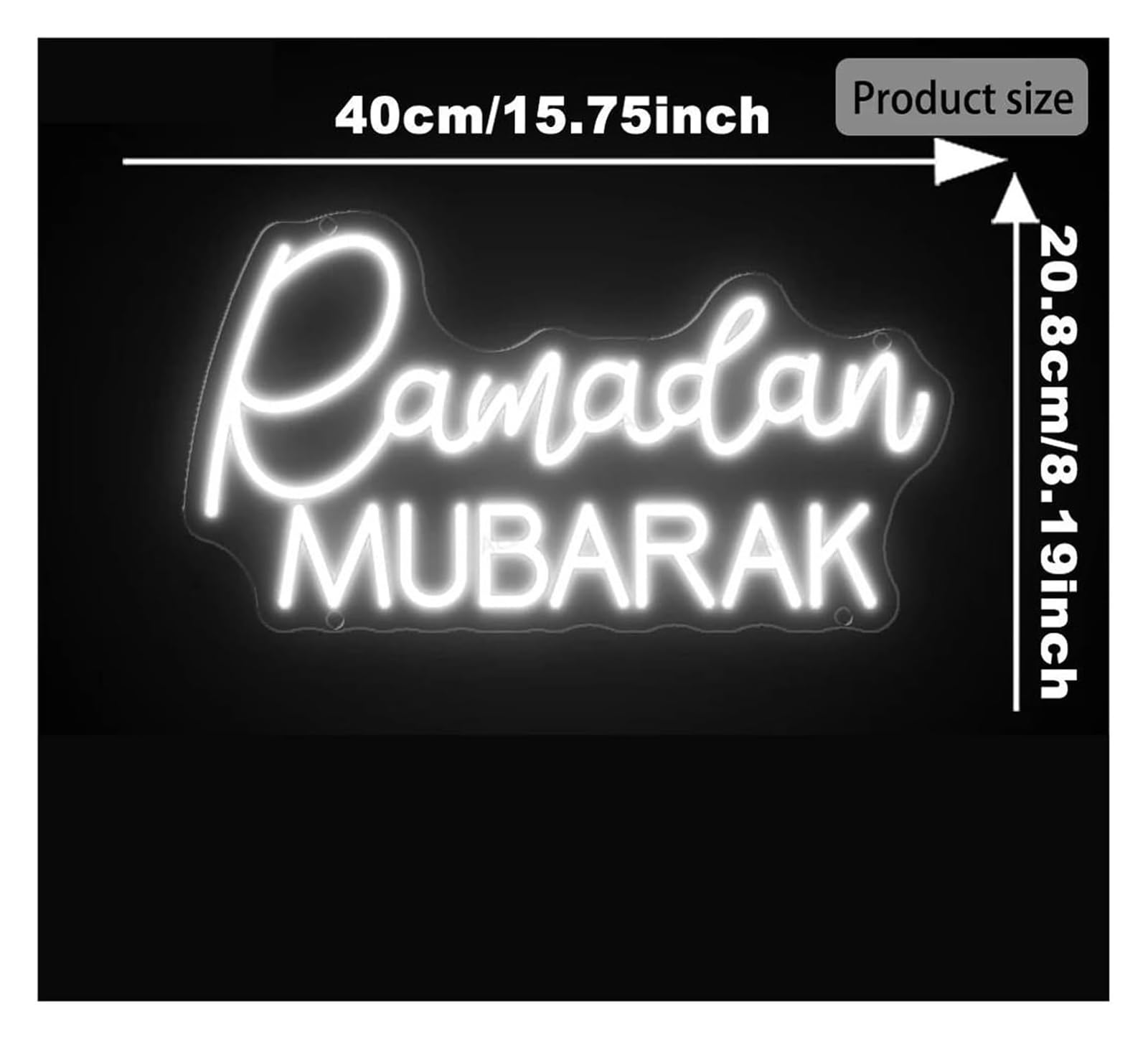 insegna al neon Decorazione luminosa al neon Ramadan Mubarak per insegna 28 cm x 40