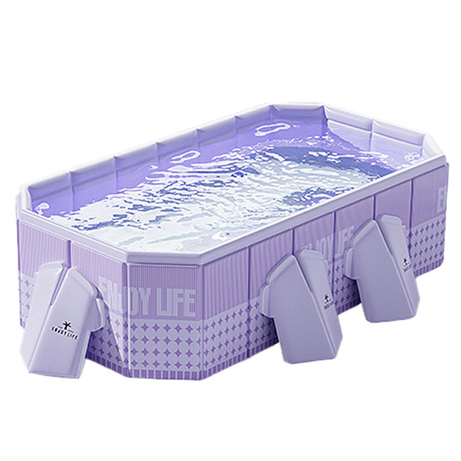 Sturdy Support Above Ground Pool Hard Plastic Shell Non Inflatable Frame Outdoor Swimming Pool Blue Kiddie Pools for Backyard Garden Outdoor Summer Water Party(Purple,2.1m/7ft)
