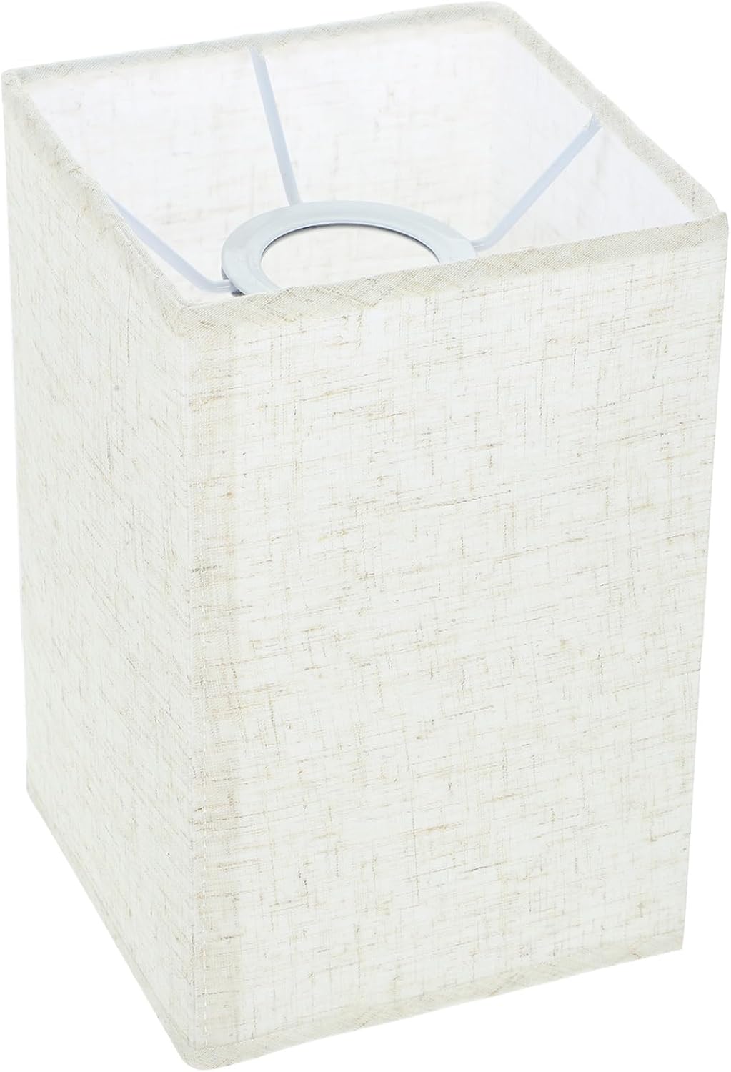 POPETPOP Small Square Linen Lamp Shade 5.12 Inch Fabric Cover for Table Lamps and Floor Lamps Easy Assembly Natural Fine Linen for Home and Office Lighting
