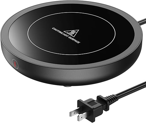 SWEETFULL Calentador de taza de café, calentador eléctrico de taza de café de 36 W para escritorio con 3 ajustes de temperatura, calentadores de