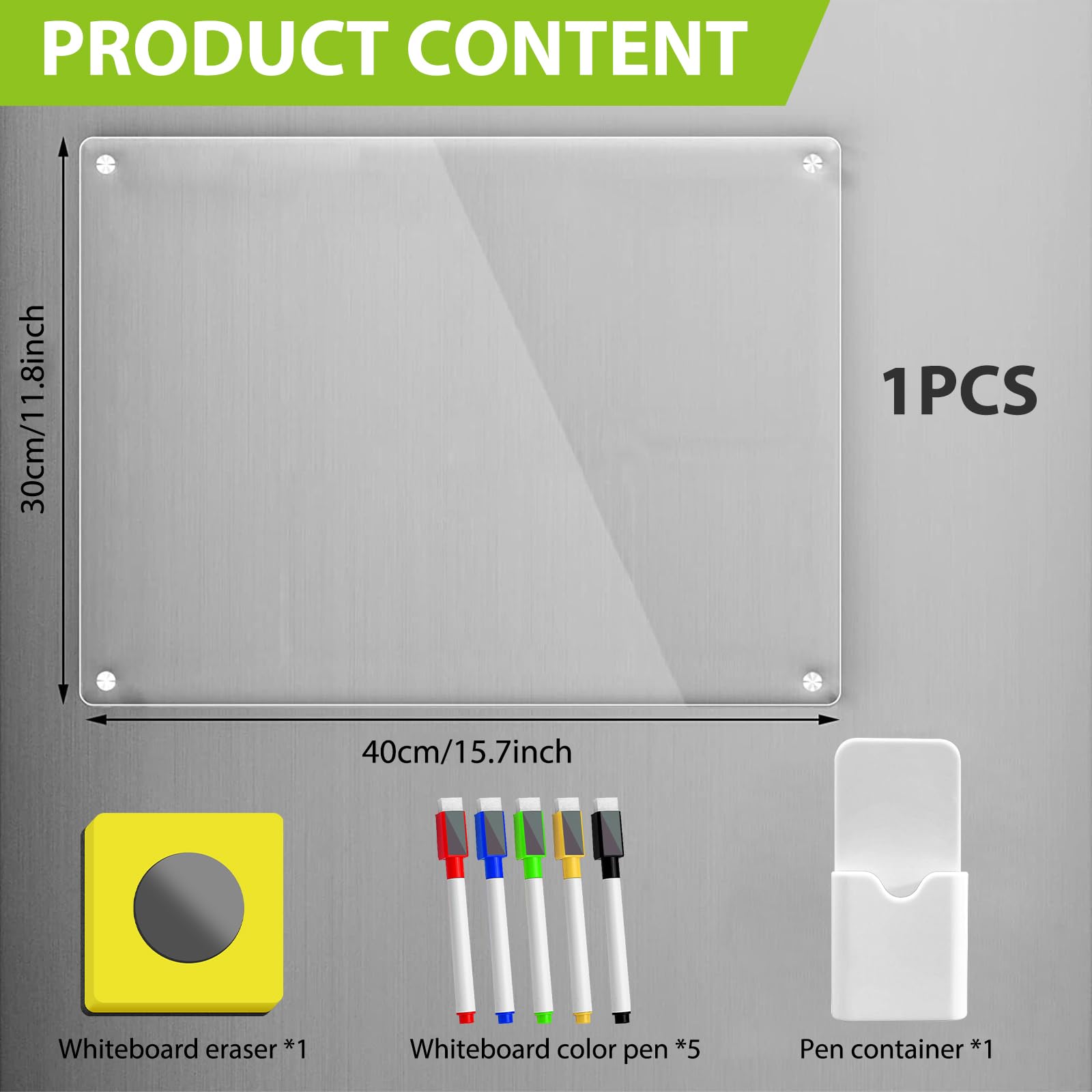 Lavagna Magnetica Frigo Ezigoo A3 42x30cm - Cancellabile Con 6 Pennarelli, Gomma E 4 Magneti Per Casa/Ufficio - Foto 13