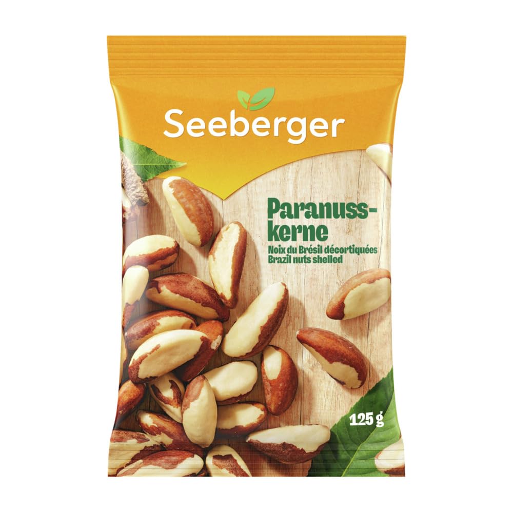 Seeberger Paranusskerne 1x125g: Große, ganze Kerne des Paranussbaums mit erdig nussigem Aroma - als Snack und zum Backen und Verfeinern von Speisen - roh, naturbelassen, vegan