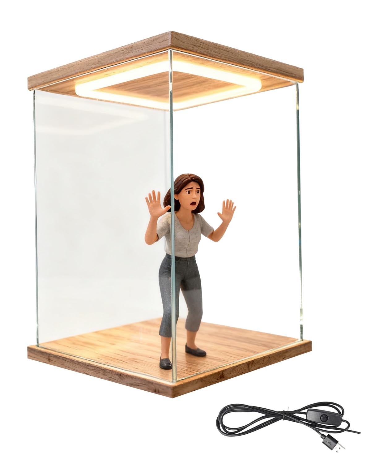 Urna Metacrilato Vitrina Acrílica Iluminada, Cajas de Almacenamiento Apilables con Cubierta Contra Polvo y Puerta, Protectores de Figuras 30 35 40 45 50 55 60 cm(10x10xH15cm/4x4x6")