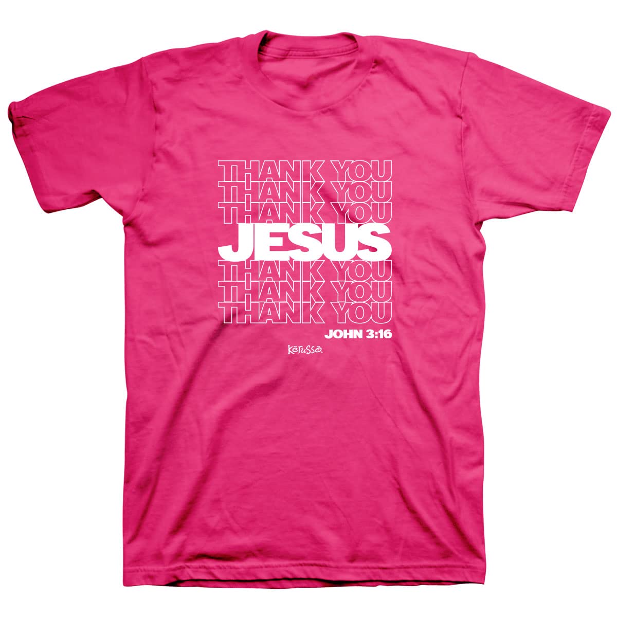 KerussoKerusso Thank You Jesus Helliconia Pink Cotton Crew Neck T-Shirt, Small