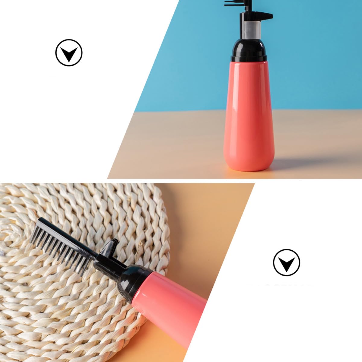 Hair Dye Comb Bottles 2-Pack 9.44In Plastic Squeeze Applicator Bottles with Comb for Even Hair Coloring and Root Dyeing at Home or Salon