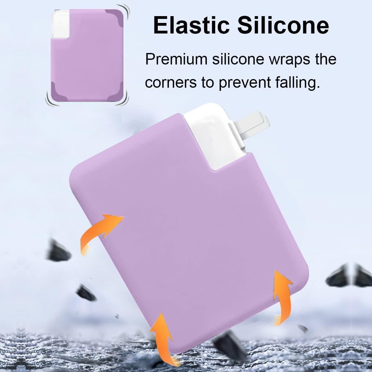 140W Soft Silicone Power Adapter Sleeve Case for MacBook Pro 16 inch 2024 2023 2022 2021 M4 M3 M2 M1 Chip A3186 A3403 A2991 A2780 A2485 140W Charger Cover, Purple - Image 8