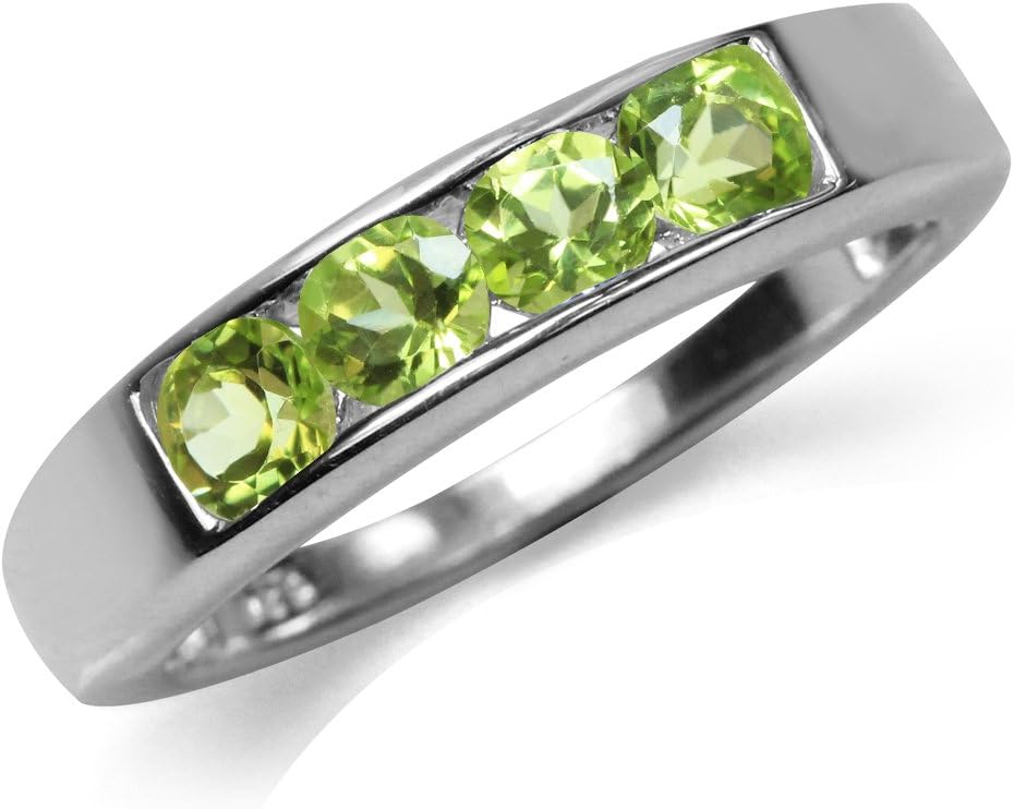 Silvershake 4-Stone White Gold Plated 925 Sterling Silver Journey Stackable Band Ring Jewelry for Women or Teens