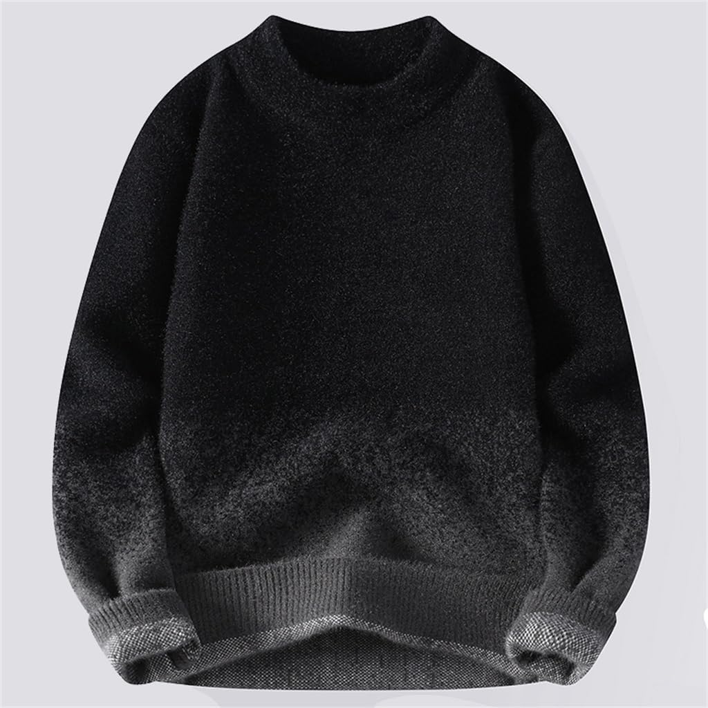 Gradient Men's Sweater Round Neck Autumn/Winter Bottom Knitted Cashmere Warm Woolen