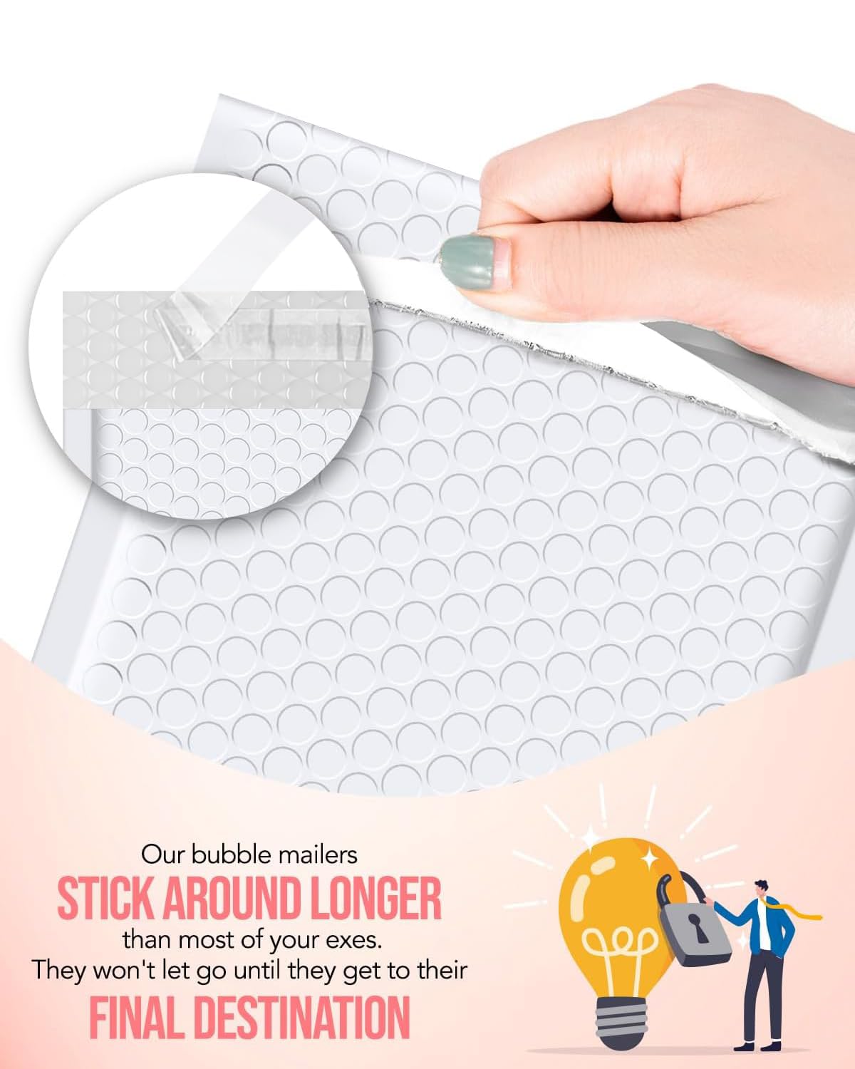 GSSUSA Lot de 100 enveloppes à bulles rembourrées blanches de 15,2 x 25,4 cm - Petits emballages postaux - Sacs d'expédition à bulles - Emballage en vrac - Auto-adhésif - Fournitures professionnelles