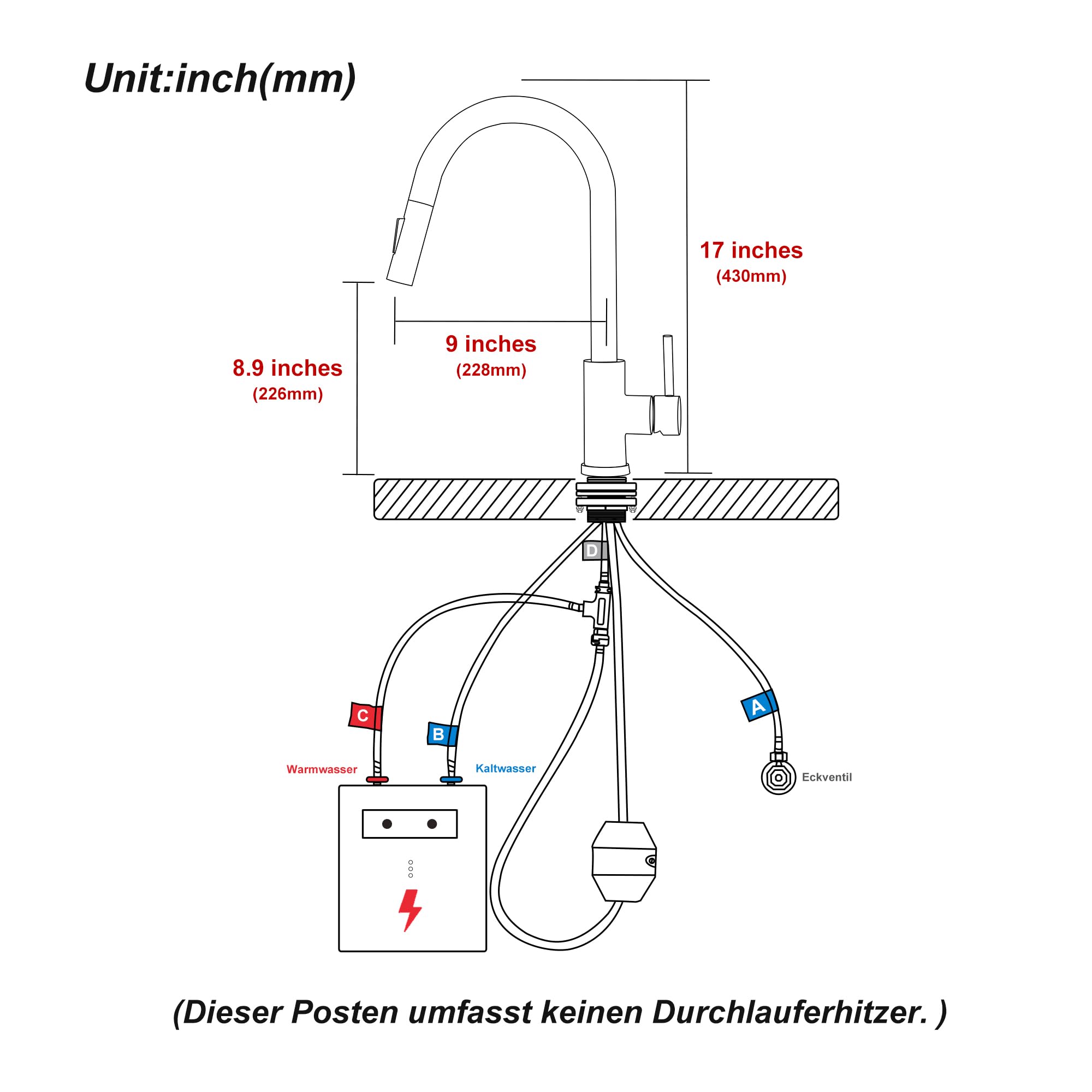 Tohlar Niederdruck Armatur Küche Gold, Niederdruck Wasserhahn Küche mit Ausziehbare Brause, Mischbatterien für Küche Moderner Edelstahl Spültischarmatur