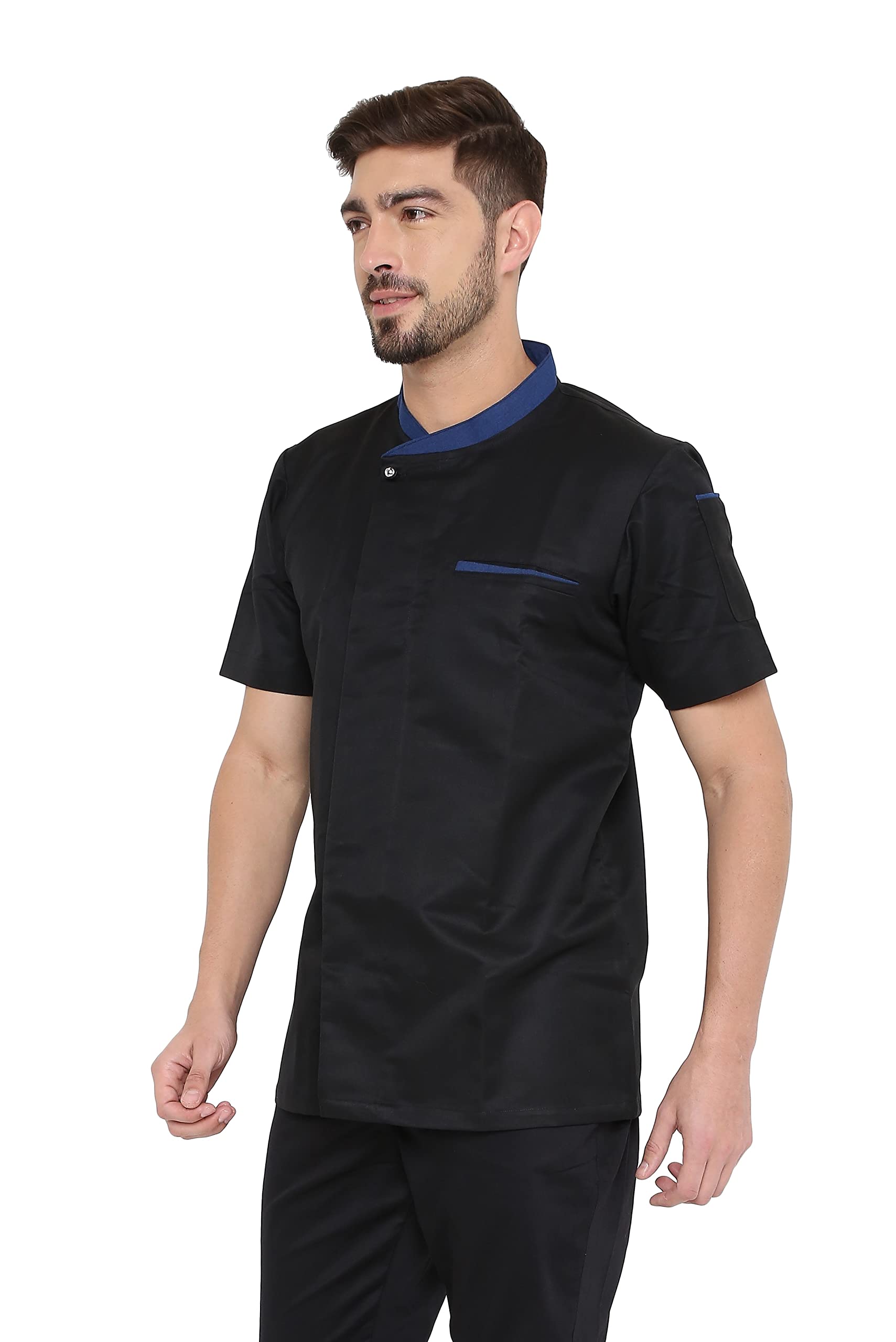 Associated UniformsAssociated Uniforms Designer Half sleeve Chef Coat (Chef Jacket - Smart Fit) (L-40, BLACK/BLUE)
